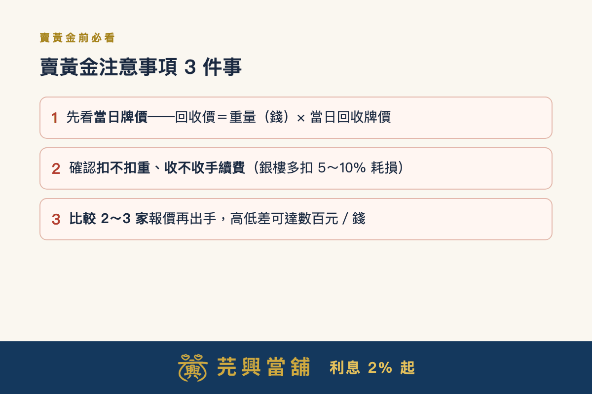 賣黃金注意事項有哪些？3件事必看